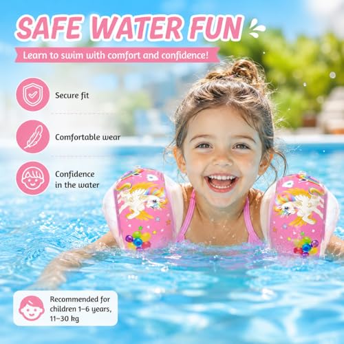 Inflatable Kids Armrests 1-6 Years with 3 Independent Airbags for Safe and Comfortable Swimming Suitable for Children from 11 to 30 kg, Perfect for Swimming Pool and Summer Activities