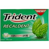 Trident Recaldent Chewing Gum Spearmint Flavored Sugar Free Dental Health Net Wt 12.6 G (9 Pellets) X 9 Boxes