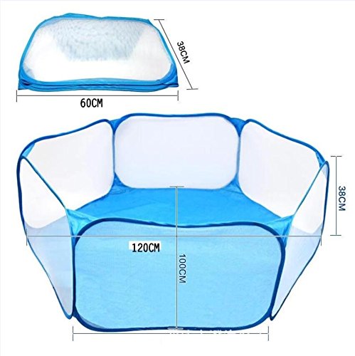 A Blue Ball Pit for Kids, Portable Hexagon Playpen Easy Folding Ball Play Pool Toy Play Tent with Storage Bag for Indoor and Outdoor Balls not Included