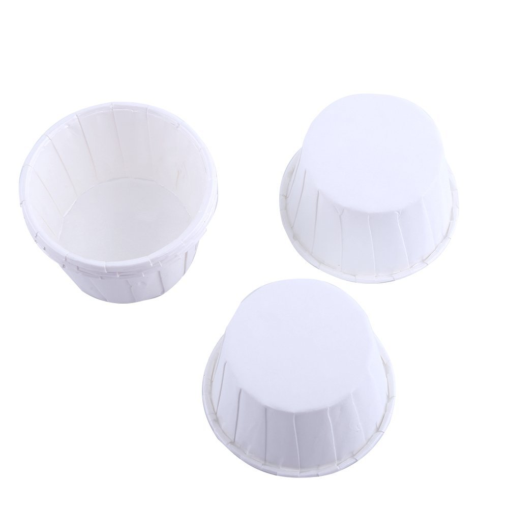 100pcs Paper Baking Cups Greaseproof Paper Cupcake Liner Case Wrapper Muffin Baking Cup Decoration Cups, 8 Colors for Choosing[White]