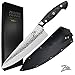 Zelite Infinity 8 Inch Chef Knife - Damascus Japanese Chef's Knife for Kitchen with Curved Handle; Professional Kitchen Knife with Japanese AUS-10 Super Steel 45-Layer - Leather Sheath