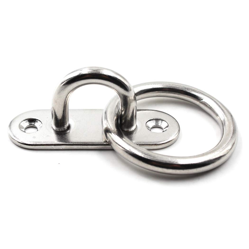 SeeRaphee 304 Stainless Steel Eye Pad Plate with Ring 9mm Anchor Mount with Ring Great for Yoga Swings Hammocks/Boat Rigging/Marine Deck Hardware/Suspension Training Straps