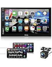 Hieha Car Stereo Compatible with Apple Carplay and Android Auto, 7 Inch Double Din Car Stereo with Bluetooth, Touch Screen Car Radios MP5 Player with A/V Input, Backup Camera, Mirror Link, SWC