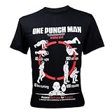 Men's One Punch Man Saitama Workout Training To Be Bald Funny T-Shirt Black Large