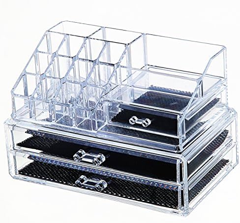 Xuzog Acrylic Cosmetics Makeup and Jewelry Storage Case Display Set