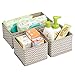 mDesign Soft Fabric Dresser Drawer and Closet Storage Organizer for Kids/Toddler Room, Nursery, Playroom, Bedroom - Chevron Zig-Zag Print - Organizing Bins in 2 Sizes - Set of 3 - Taupe/Natural