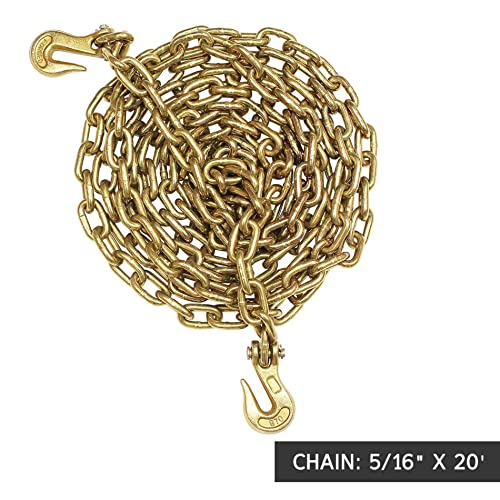 DC Cargo Chain Binder Kit (2 Sets) 5/16" Grade 70 Extra Long 20 Foot Chain and Load Binder