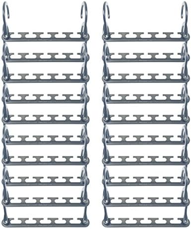 Wonder Hanger Max NEW &amp; IMPROVED - 3x the Closet Space for Easy, Effortless, Wrinkle-free Clothes, Comes Fully Assembled, Grey, Pack of 20
