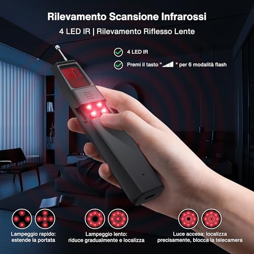 5-in-1 Professional Spy & Hidden Camera Detector, 2025 Anti-Spy GPS Spy Detector, Burglar Alarm, Bedbugs, RF Devices and Audio with Advanced Scanning for Home, Hotel, Office