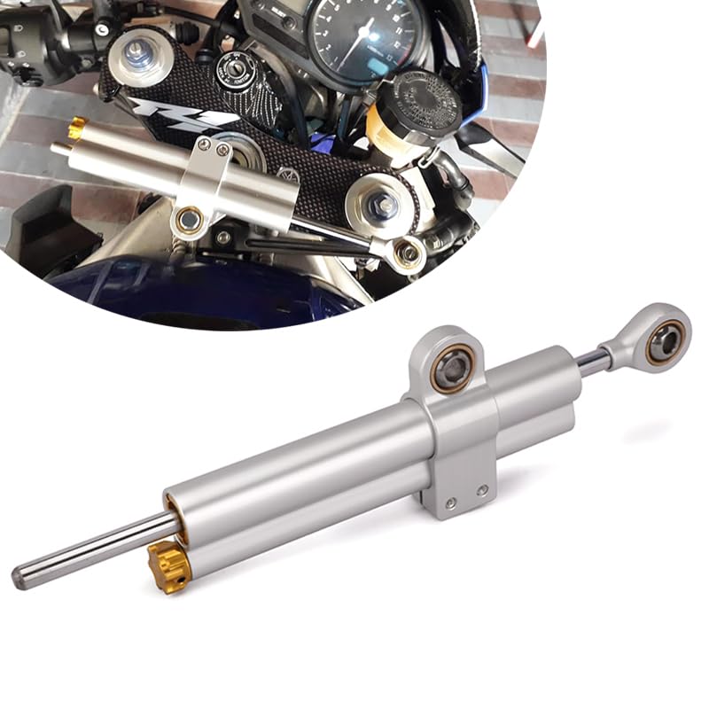 24.5cm/9.6in Motorcycle Steering Damper Stabilizer,CNC Aluminum Alloy Steering Damper Stabilizer Safety Control Steering Damper for Most Street Motorcycle