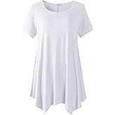 LARACE Short Sleeve Shirts for Womens Plus Size Tops Casual Summer Clothes Asymmetrical Tunic Blouses