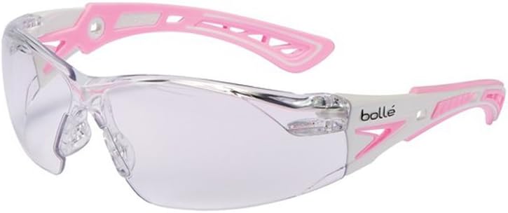 Bolle Bollé Safety 40254, Rush+ Small Safety Glasses Platinum, Pink & White Frame, Clear Lenses: Sports & Outdoors