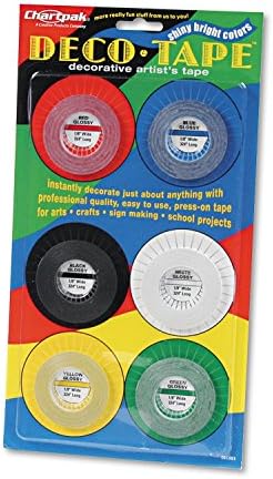 Product of Chartpak - Deco Bright Decorative Tape, 1/8" x 324", Red/Black/Blue/Green/Yellow - 6/Pack - Adhesive Tape [Bulk Savings]