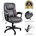 Komene Executive Office Chair, Lumbar Support Tilt Function High-Back Swivel Thick Foam Cushion Padded Seat PU Leather Computer Desk Chair, Comfortable Ergonomic PC Chairs BIFMA SGS Armchair