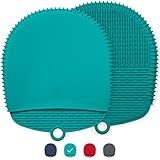The Ultimate Oven Mitts / Pot Holders | 100% Silicone Mitt is Healthier Than Cotton & Easier to Clean, Won't Grow Mold or Bacteria | Unique Design Makes it Safe, Non-Slip & Flexible (Teal, 1 Pair)