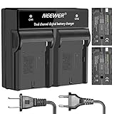 Neewer 2-Pack 2600mAh Rechargeable Li-ion Battery Sony NP-F550/570/530 Replacement and Dual Charger with US/EU Plug Set for Sony CCD-SC55,TR516,TR716,TR818,TR910,TR917 Cameras, LED Light and Monitor