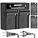 Neewer 2-Pack 2600mAh Rechargeable Li-ion Battery Sony NP-F550/570/530 Replacement and Dual Charger with US/EU Plug Set for Sony CCD-SC55,TR516,TR716,TR818,TR910,TR917 Cameras, LED Light and Monitor