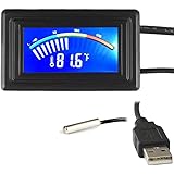KEYNICE Digital Thermometer, Temperature Sensor USB Power Supply, Fahrenheit Degree and Degrees Celsius Color LCD Display, Hi