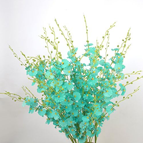 Coobl Artificial silk flower Senior decoration Butterfly orchid bouquet flower wedding bouquet bride holding garlands vine DIY Floral art plant bride Home Decor(10pcs) (Sky blue)