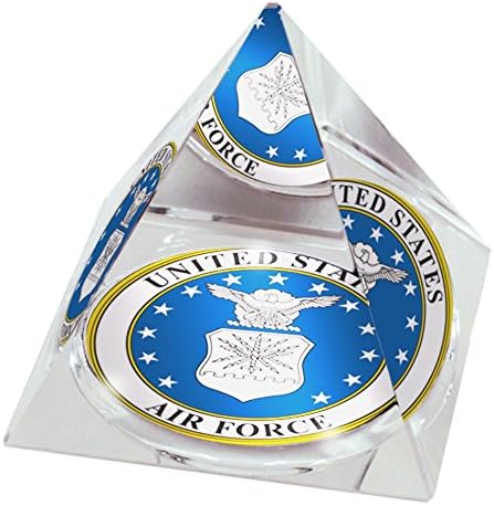 US Air Force USAFOLDPY80 3 in. Crystal Pyramid Collectible with US Air Force Old Design