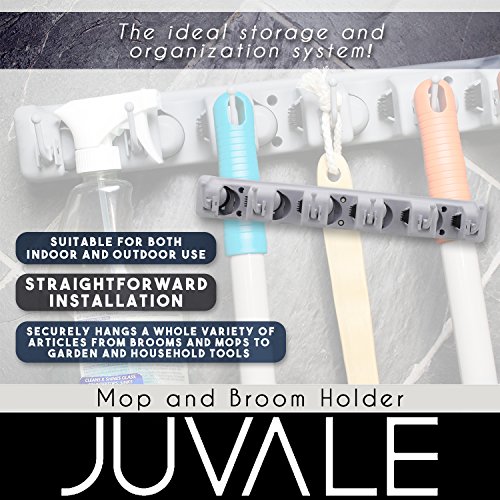 image for Juvale Mop and Broom Holder Garden Tool Organizer - Wall Mounted Garag