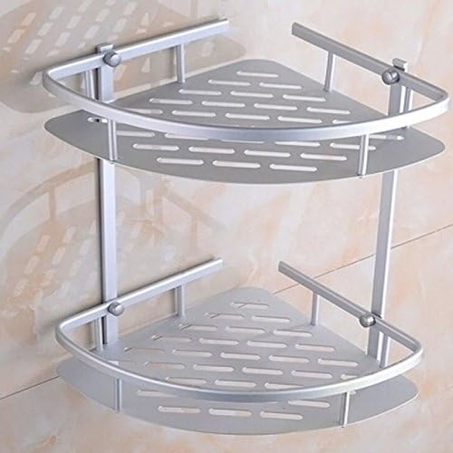 Purewill Matte Space Aluminium Shelves Triangular Shower Caddy Bathroom Wall Corner Rack Durable Aluminum 2 Tiers Shower Storage Organizer Holder