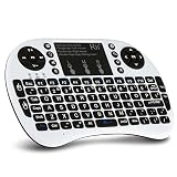 (Upgraded) Rii i8+ Mini Bluetooth Keyboard with Touchpad&QWERTY Keyboard, Backlit Portable Wireless Keyboard for Smartphones laptop/PC/Tablets/Windows/Mac/TV/Xbox/PS3/Raspberry Pi.White