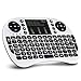 Rii i8+ Mini Bluetooth Keyboard with Touchpad & QWERTY Keyboard, Portable Wireless for Smartphones, Laptops, PCs, Tablets, Windows, Mac, TV, Xbox, PS3, Raspberry Pi - White, Backlit