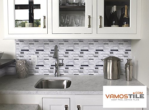 Vamos Tile Premium Anti Mold Peel and Stick Tile Backsplash,Stick On Backsplash Wall Tiles for Kitchen & Bathroom-Removable,Self Adhesive-10.62" x 10" (6 Sheets)