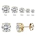 Kainier Women's 14K Gold Plated CZ Stud Earrings Simulated Diamond Round Cubic Zirconia Ear Stud Set（5 Pairs)…
