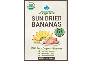 BLUE ORCHID ORGANIC Organic Sun Dried Bananas BULK VALUE PACK Gift Set - No Sugar Added - No Preservatives - Unsulfured - Soft and Chewy Thai Natural Dry Fruit Snacks - 4 LB