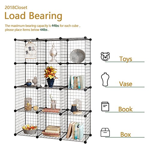 Tespo Metal Wire Storage Cubes, Modular Shelving Grids, DIY Closet Organization System, Bookcase, Cabinet, (12 - Regular Cube.)