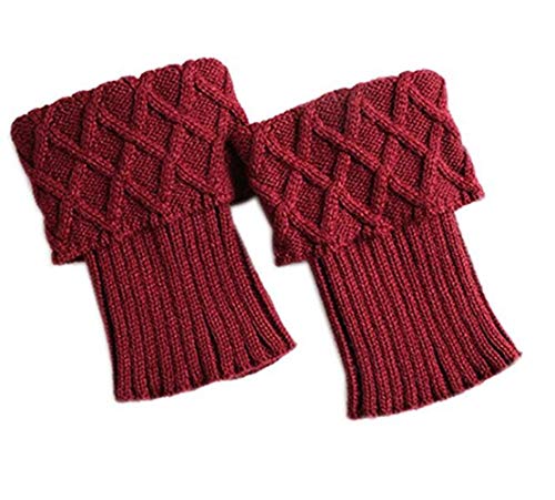 Jiuhexu 5 Pairs Women Winter Warm Crochet Knitted Boot Cuff Socks Short Leg Warmers (5 Pair-D)