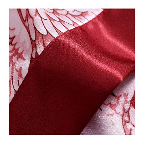 ETAOLINE Womens Satin Kimono Robe Printed Bathrobes Bridal Dressing Gown
