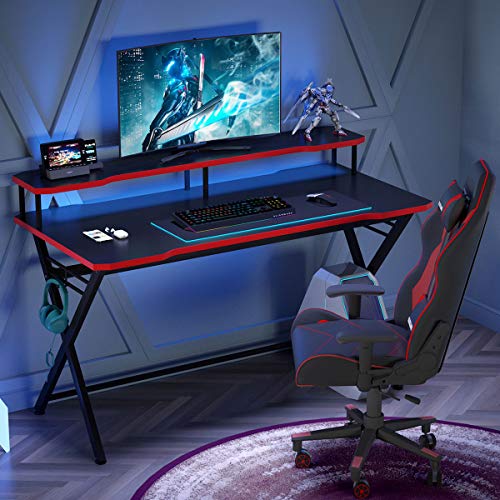 Tribesigns 55 inch Large Gaming Desk for 2 Monitors, Ergonomic PC