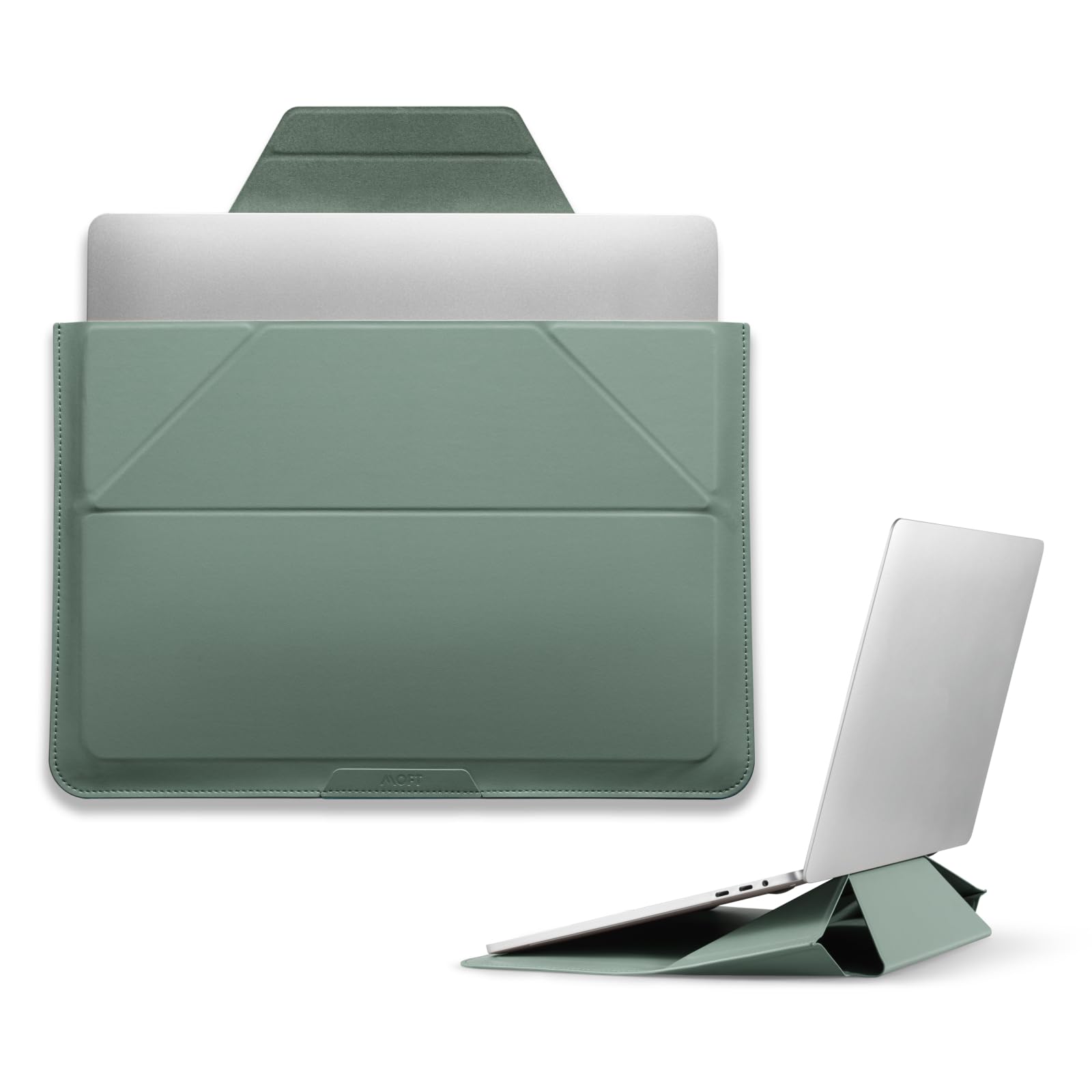 MOFT Laptop Carry Sleeve, 2-in-1 Laptop Bag & Stand for 16"MacBook Air/Pro & Dell/HP/Lenovo/Asus, Stylish Slim Computer Sleeve Bag with Expandable Storage for Computer Accessories, Seafoam