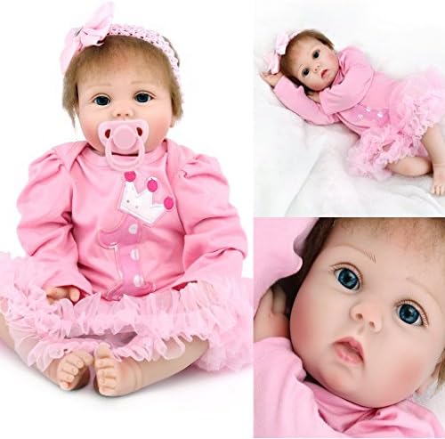 22" Handmade Lifelike Newborn Silicone Vinyl Reborn Baby Doll Full Body Birthday Gift (Vinyl Kids)