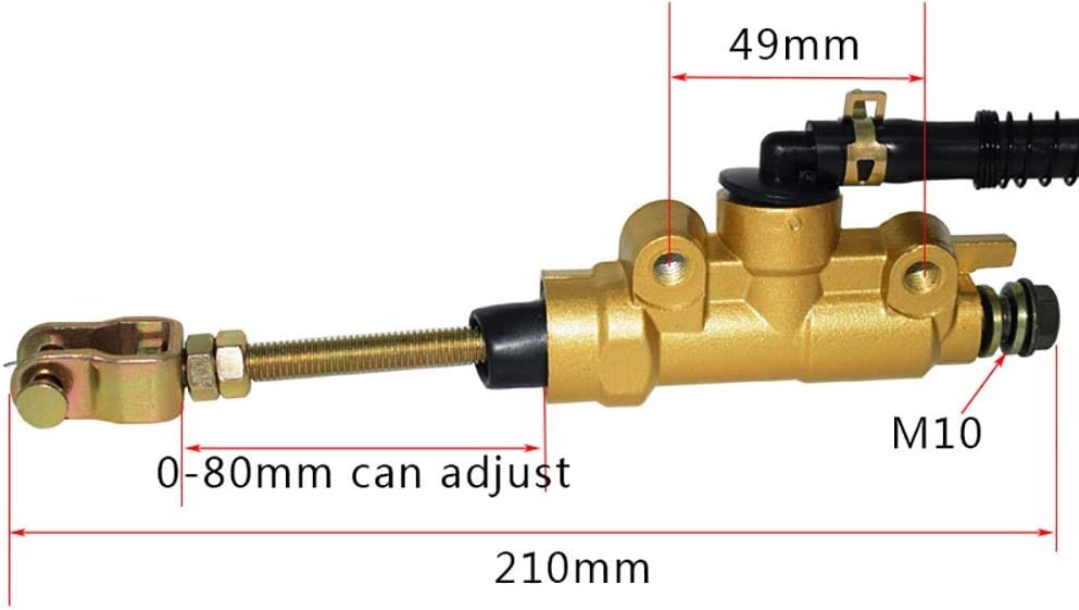 JIAJIA 10MM Motorcycle Rear Brake Master Cylinder Pump Compatible for Honda CR80 CR85 CR125 CR250 CR500 87-07 Motorcycle ATV Dirt Pit Bike durable (Color : Gold)
