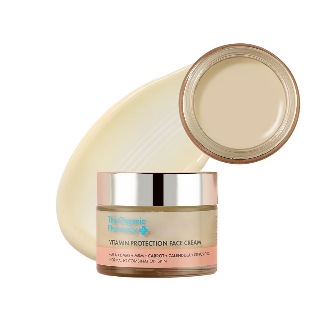 The Organic Pharmacy Vitamin Protection Face Cream 50ml – Daily Antioxidant Moisturiser with Vitamins A, C & E – Hydrating & Firming Face Cream for Combination Skin