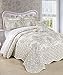 Serenta Damask 4 Piece Bedspread Set, King, Antique White
