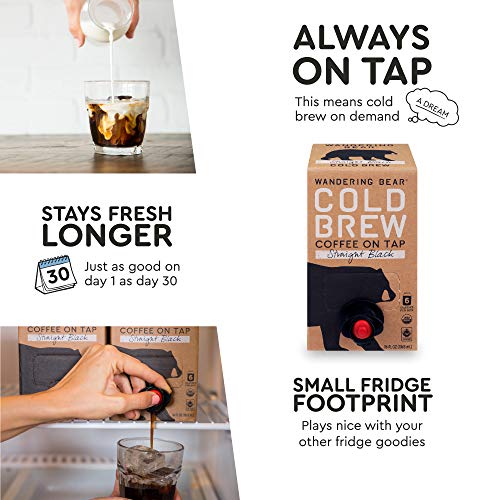 Wandering Bear Organic Cold Brew Coffee On Tap, Straight Black, No Sugar, Always Fresh and Ready to Drink, Not a Concentrate, 36 fl oz, Trial Size - Thumbnail 3