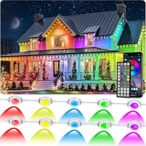 CETELUMA 300FT Permanent Outdoor RGB Lights, IP67 Waterproof Smart Eave Lighting, with App/Remote Control Eaves Light, DIY LED Scenes Modes for House Roof Decor,Party (300FT)
