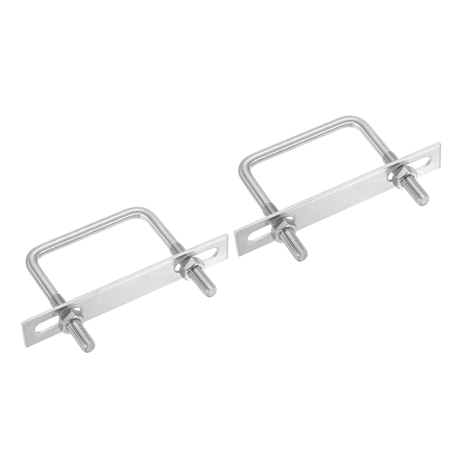 PATIKIL M10x95x100mm Square U-Bolts Kit, 2Set 304 Stainless Steel Square U Shaped Bolts Replacement Parts with Frame Plates and Nuts for Ski Board Sailboat Trailer