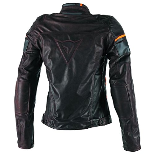 Dainese Michelle Women's Leather Motorcycle Jacket (EU 44 / US 34, Dark Brown/Black/Orange)