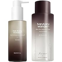 Amazon.com: HARUHARU wonder 黑米保濕潔面油和黑米玻酸爽膚水