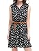 Allegra K Women's Floral Printed Half Placket Above Knee Summer Sleeveless Belted Dress Small Dark Blue-cat
