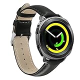 Samsung Gear Sport Watch Band,YiJYi 20mm Genuine Leather Sport Replacement Band Strap for Samsung Gear Sport Smart Fitness Watch (Black)