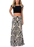 FIYOTE Women Boho Print High Waisted Beach Long Maxi Skirts ( 8 Colors for Choice)