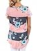 Alvaq Women Summer Casual Short Sleeve Floral Striped Tshirt Work Blouses Tunic Tops ,Pink(US12-14)Large