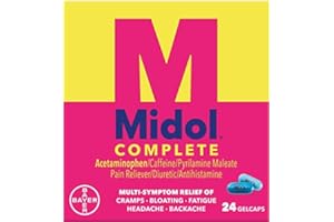 Midol Complete Menstrual Pain Relief Gelcaps with Acetaminophen for Menstrual Symptom Relief - 24 Count (Pack of 3)